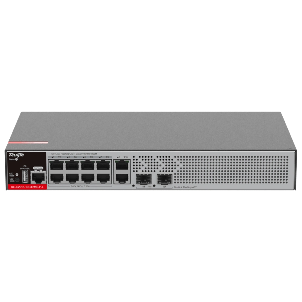 Комутатор 12 портів керований Ruijie RG-S2915-10GT2MS-P-L Layer 2+ PoE+