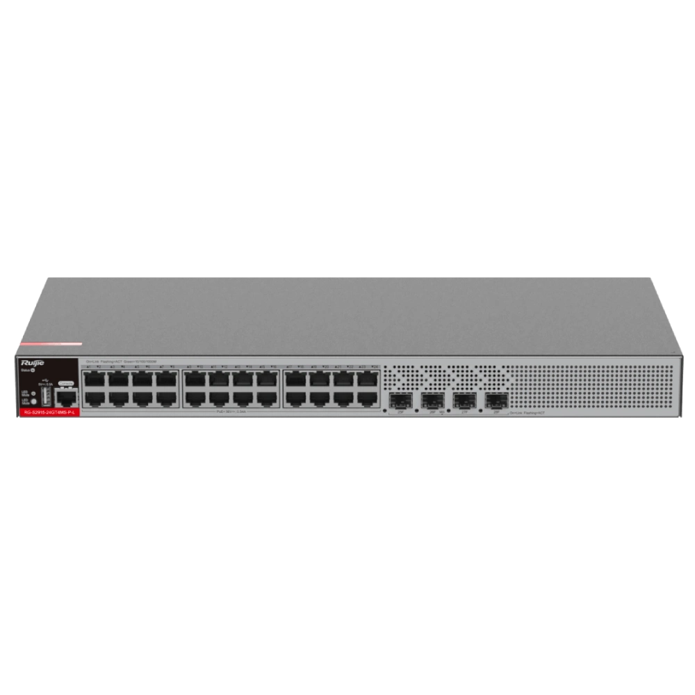 Комутатор 28 портів керований Ruijie RG-S2915-24GT4MS-P-L PoE+ Layer 2+
