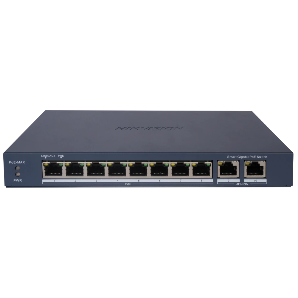 Комутатор 8 портів керований Hikvision DS-3E1510P-EIV2 POE