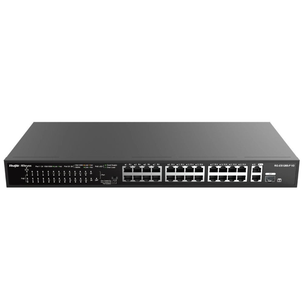 Комутатор 24 порти некерований Ruijie Reyee RG-ES126S-P V2 PoE