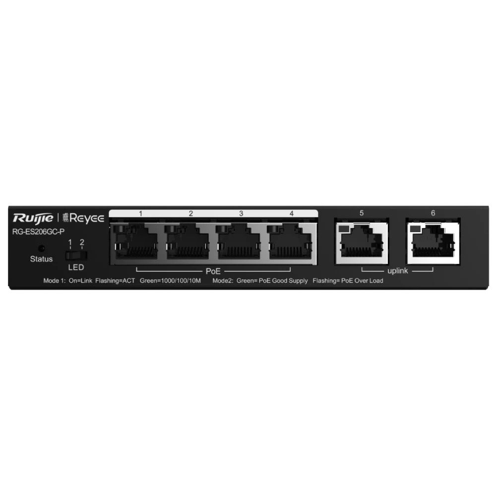 Комутатор 4 порти керований Ruijie Reyee RG-ES206GC-P PoE