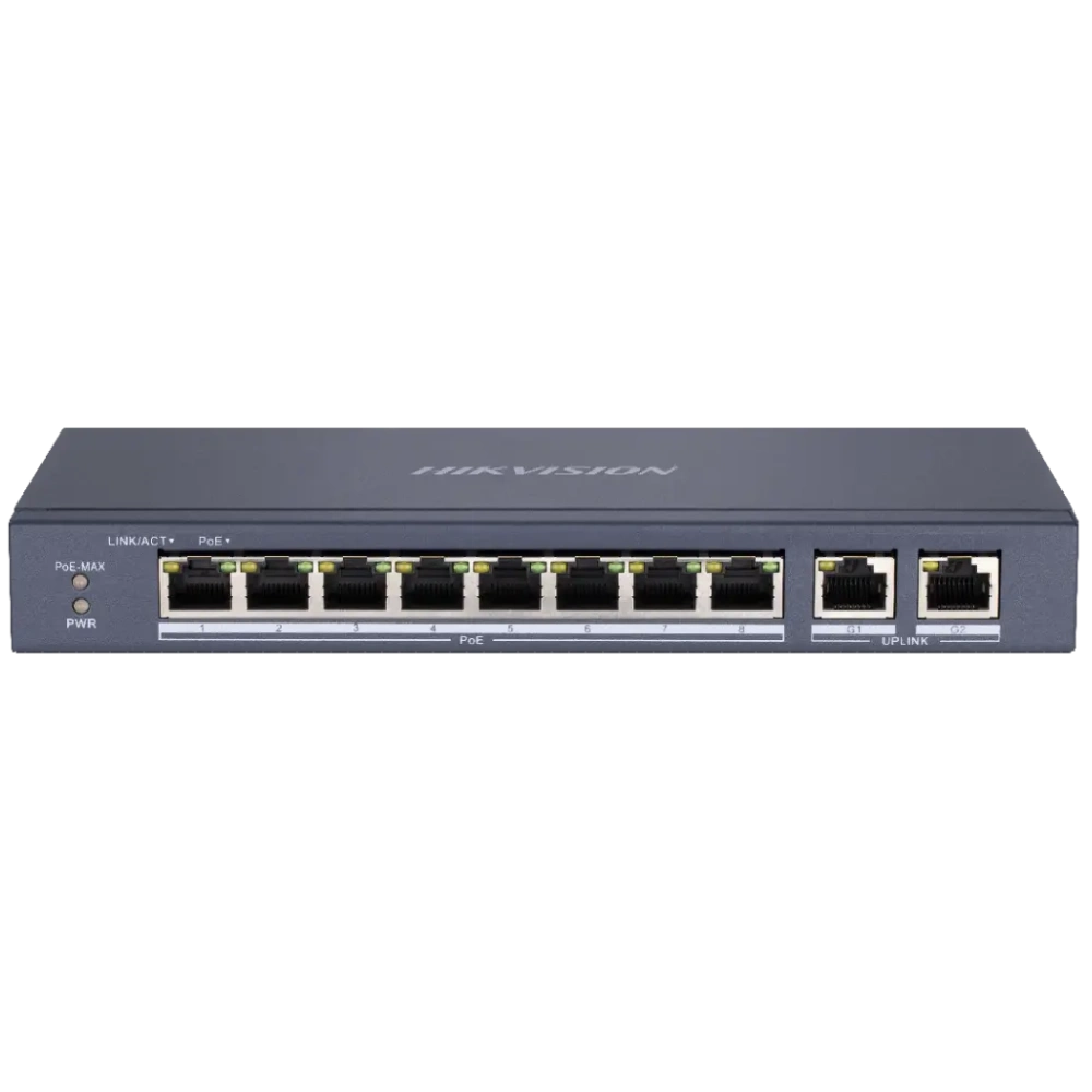 Комутатор 8 портів некерований Hikvision DS-3E0310P-E/M PoE