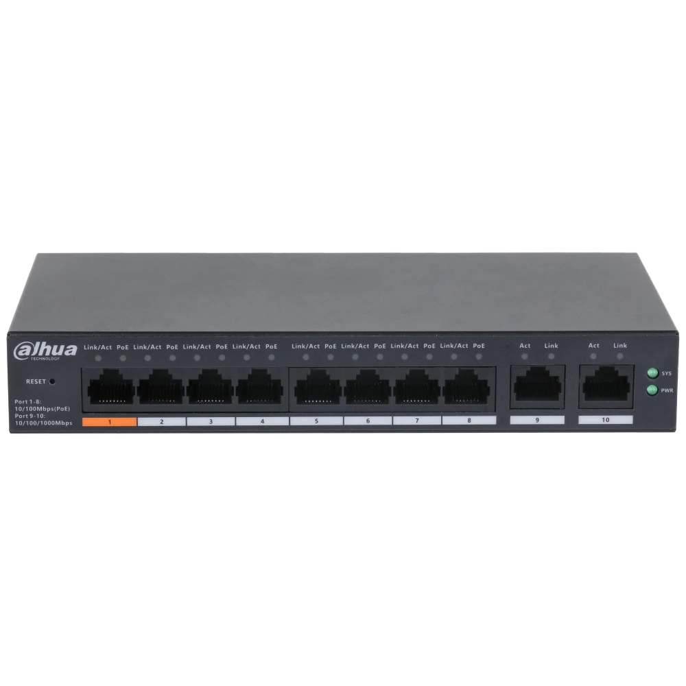 Комутатор 10 портів керований Dahua DH-CS4010-8ET-60 PoE